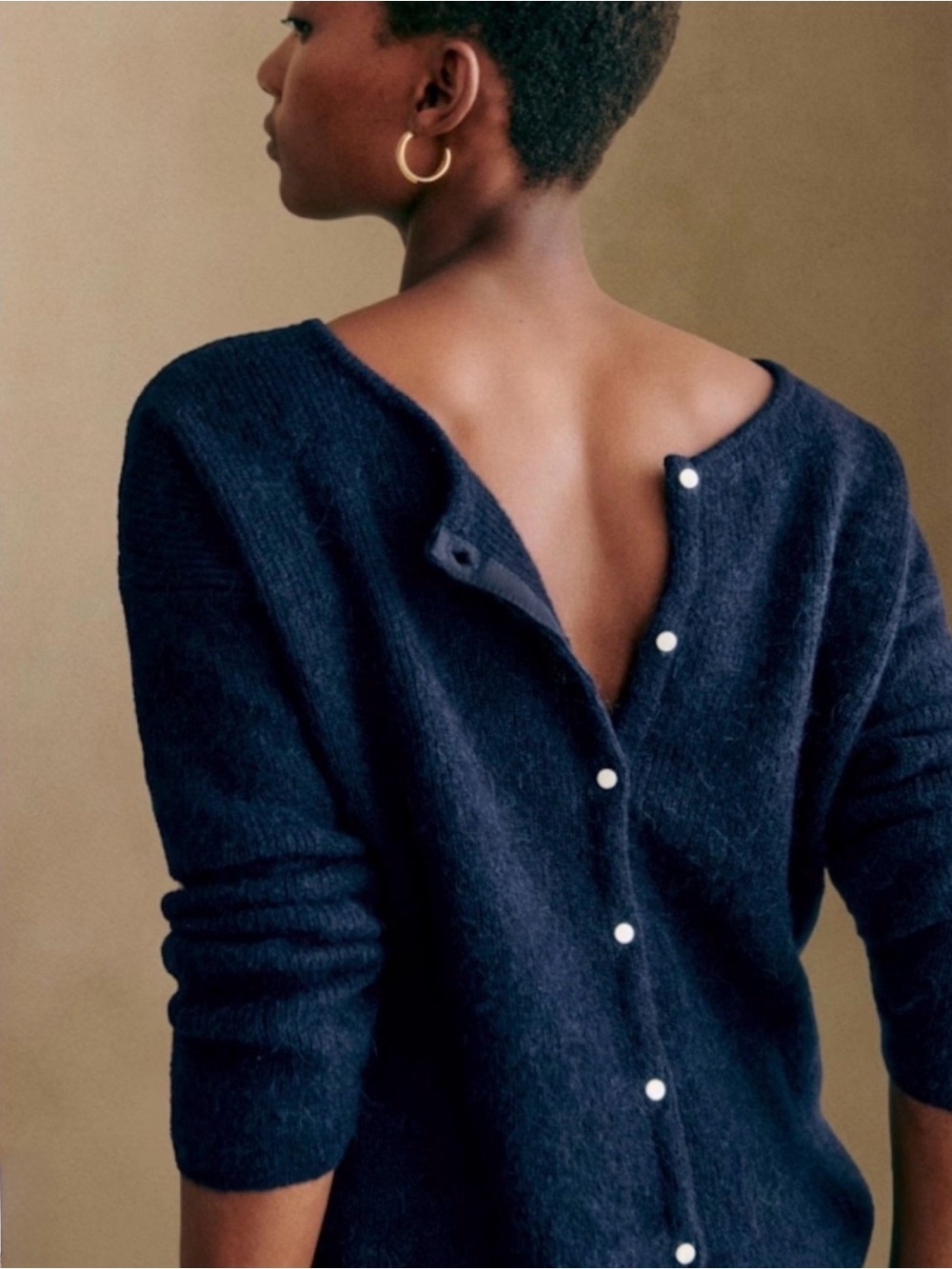 Sézane Gaspard Cardigan Navy Blue Mohair Alpaca Knit Sweater Size Medium